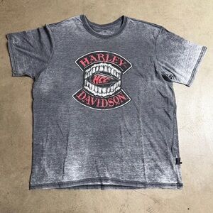 Harley Davidson Men’s 2XL Distressed Gray White Faded Graphic T-Shirt Motorcycle